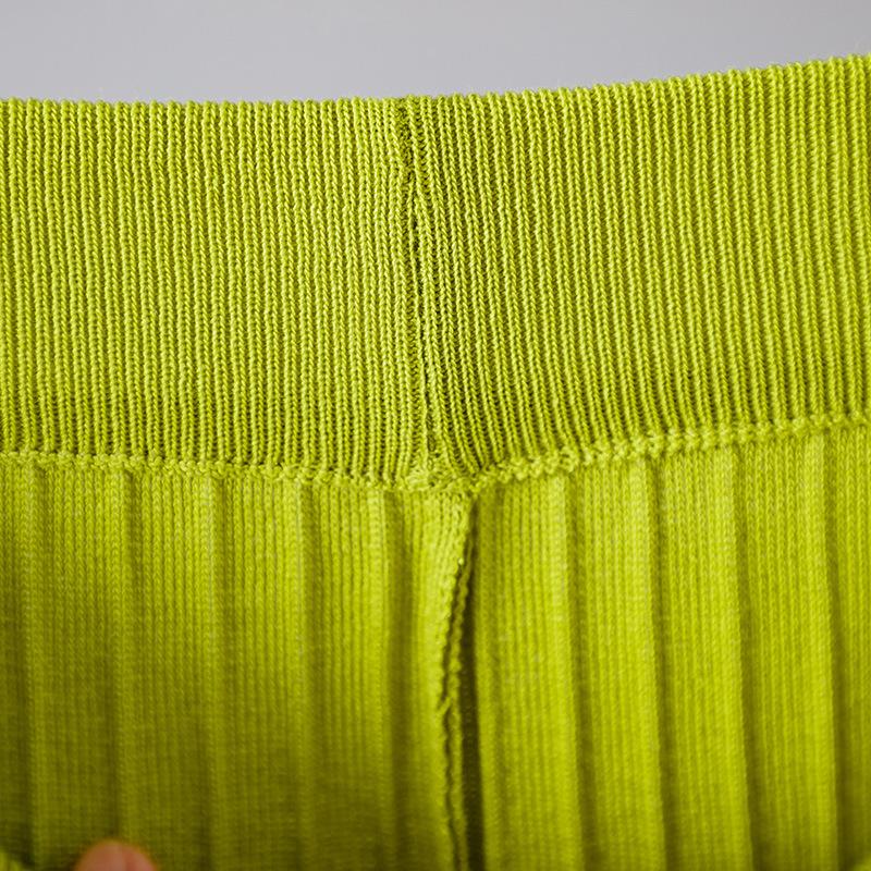 Весенне-летний женский свободный комплект из двух предметов, однотонный вязаный топ без рукавов, костюм