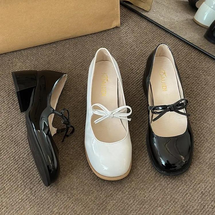 Женские туфли-лодочки на блочном каблуке, удобная обувь на высоком каблуке без шнуровки, сандалии Мэри Джейн, женские сандалии на платформе с неглубоким носком