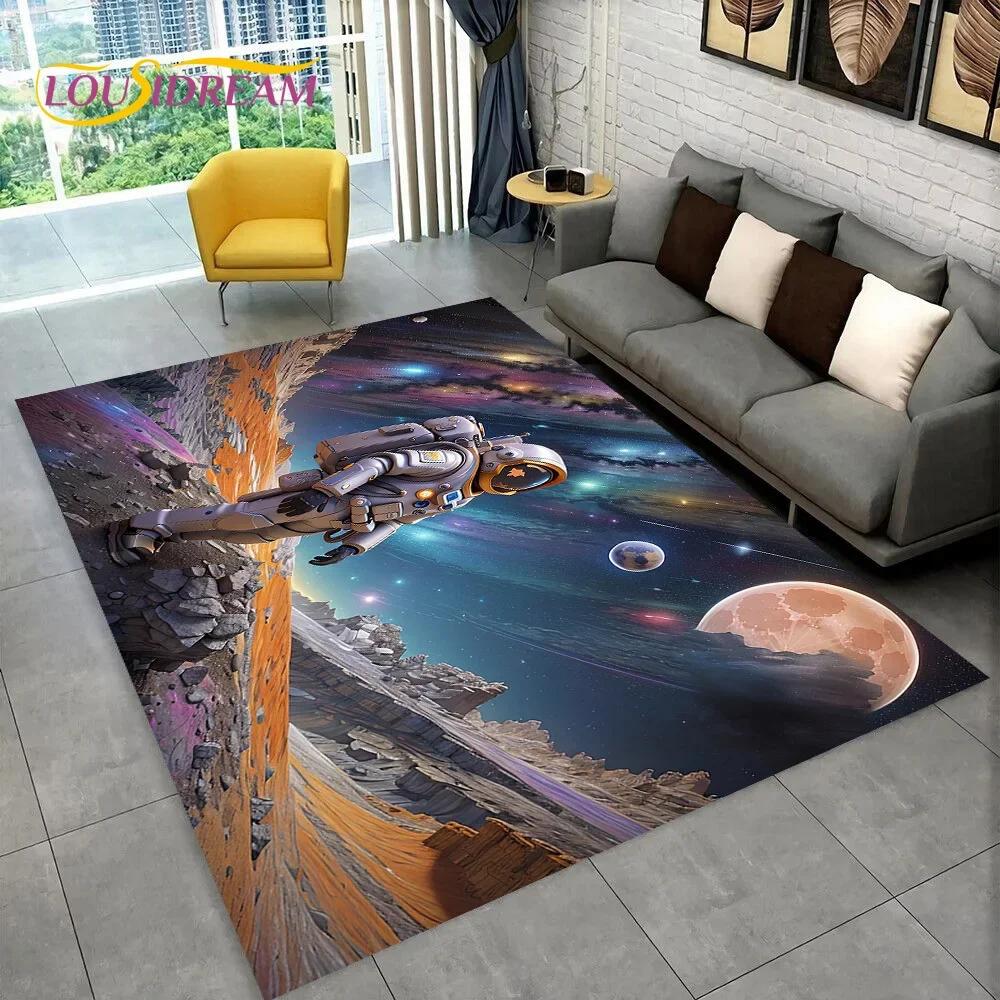 Astronaut Dream Universe Spaceman Outer Space Cartoon Carpet Rug for Bedroom Living Room Sofa Decoration, Large Decor Floor Mat