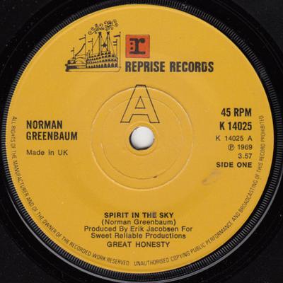 Пластинка 7 дюймов NORMAN GREENBAUM - Spirit In The Sky K14025 Reprise Records UK Rock Б/у