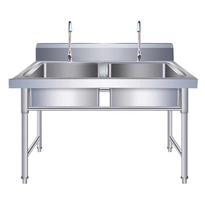 Beifu 304 Stainless Steel Commercial Double Basin Sink with Workbench