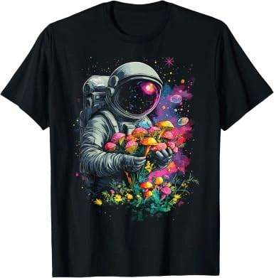 Mushroom Astronaut Shirt, Trippy Psychedelic Graphic Tee