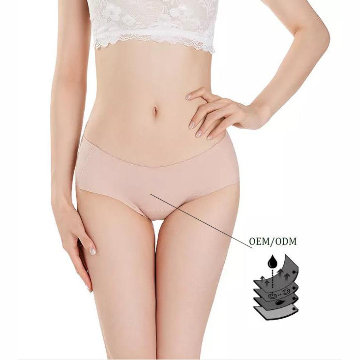 Shanhao Women's Seamless Menstrual Panties 4 Layer Absorbent Period Panties Seamless Period Leakproof Underwear for Women