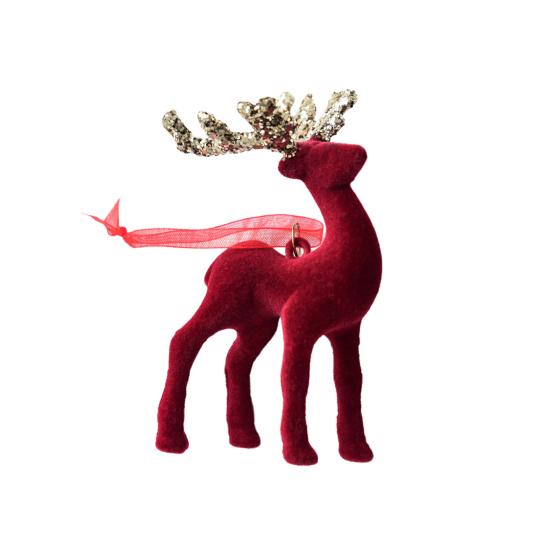 Рождественские украшения Красный Флокированный Конфетный тростник Олень Бант Снежинка Подвесное украшение для дома на елке