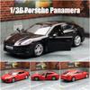 1/36 Scale Porsche Panamera Turbo Toy Car Model for Children 5'' RMZ CiTY Diecast Miniature Pull Back Collection Gift for Kid Boy