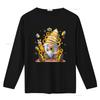 Women s T Shirt Bee Sunflower With Funny Hippie Gnome For Flower Print Casual Summer  Tops Black X Large vintage Washed