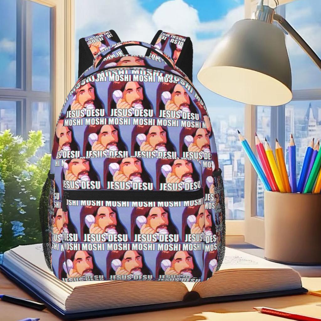 Moshi Moshi Jesus Desu Забавный Рюкзак Студенческие Мальчики Девочки Сумка для Книг Детская Школьная Сумка Сумки через Плечо для Ноутбука для Мужчин Женщин