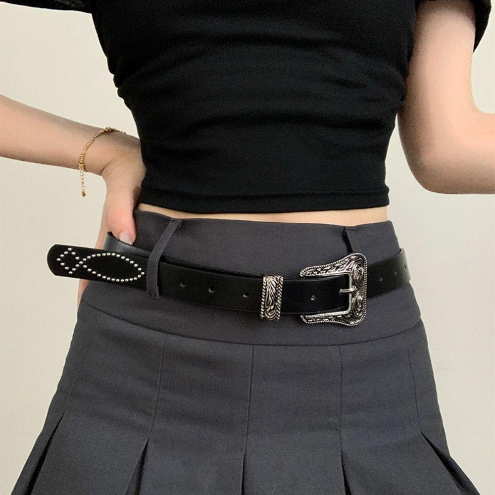 Винтажный панк-стиль ремень из искусственной кожи женский поясной ремень ретро Y2K ремень для джинсов вечеринка
