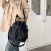 Korean Style Drawstring Fitness Bag Solid Color Bucket Bag Swimming Nylon Crossbody Bag  Women