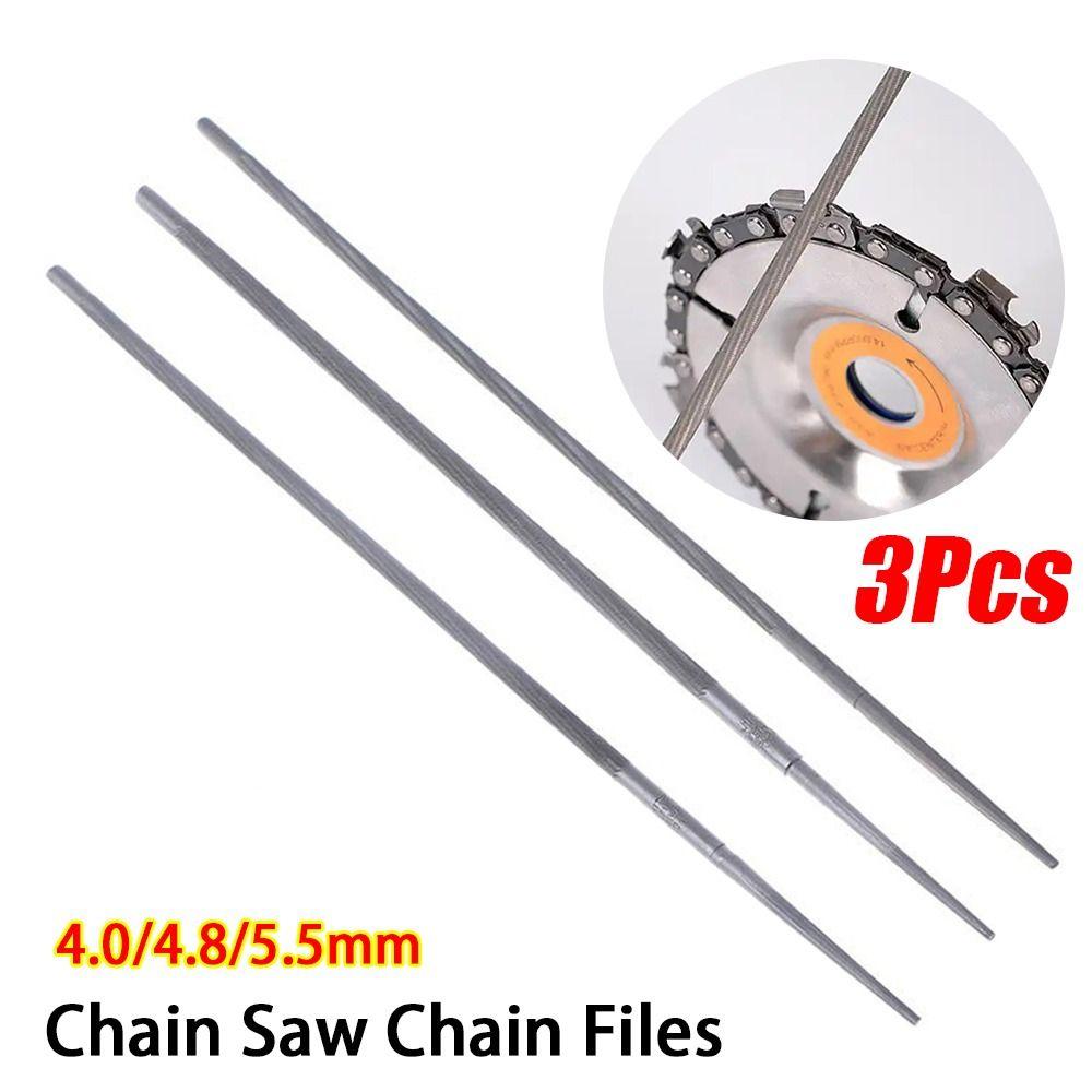 3Pcs Hand Tools Grinding File 4.0/4.8/5.5mm Chain Files Chain Saw Chain Files Grinding Tool