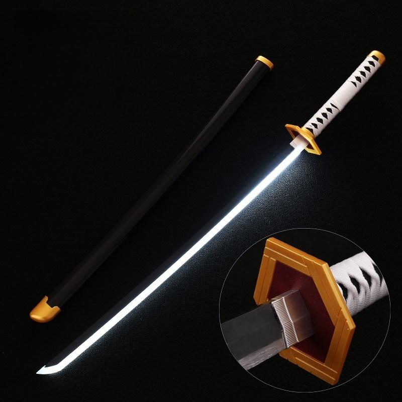 39inch Luminous Katana Tanjirou Giyuu LED Light Sword Real Japanese Samurai Sabre Cosplay Prop Home Decor Toy Gift