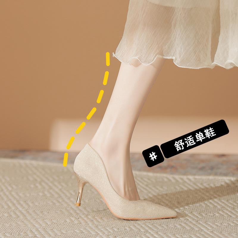 Французские красивые туфли на высоком каблуке женские шпильки новый темперамент свадебная обувь на каждый день обувь для подружек невесты основное свадебное платье не устаешь