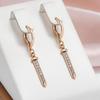 Kinel Sword Shape Zircon Dangle Earrings For Women Rose Gold Color Fine Jewelry Long Earrings
