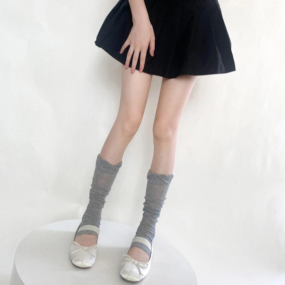 Leg Warmers Women Ballet Style Solid Color Long Socks Stockings Women JK Lolita Girls Kawaii Ruffle Socks Foot Cover Leg Warmers