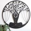 Meditation Metal Wall Decor , Metal Wall Art, Textured Black Color, 13 Inches Diameter