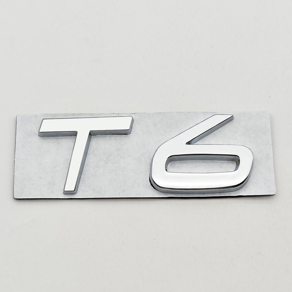 3d Metal Badge Car Rear Trunk Logo T5 T6 AWD Emblem for Volvo S40 S60 S90 XC40 XC60 XC90 V50 V70 T5 T6 AWD Sticker Accessories