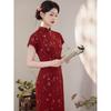 New Chinese burgundy improved cheongsam toasting clothes bridal return dress 1011 new summer temperament high sense