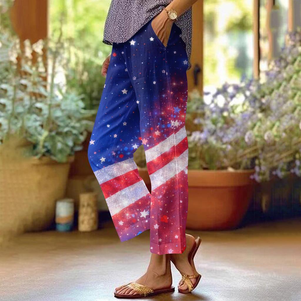 Женские повседневные модные принтованные прямые брюки с карманами