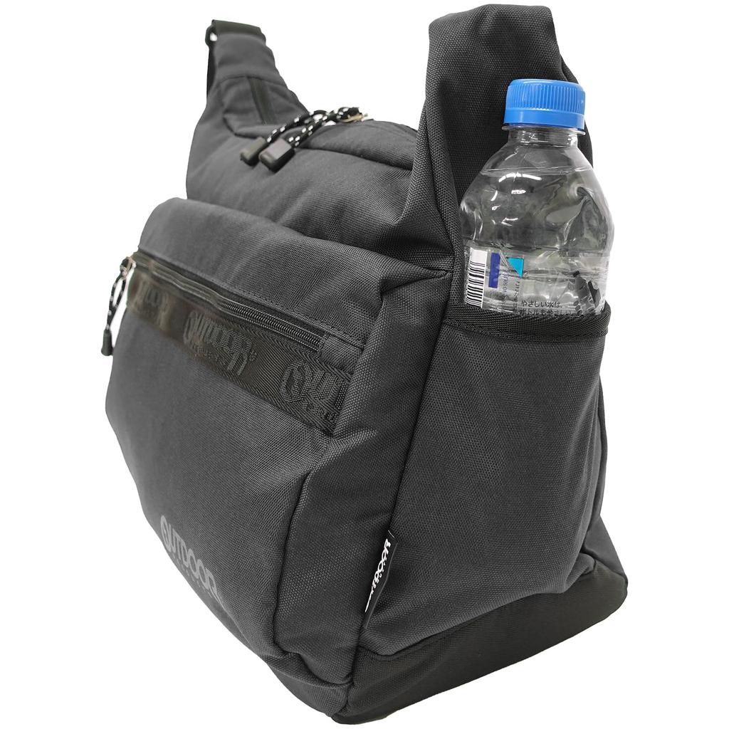 Shoulder Bag Logo Tape Heather Bag Large Capacity 16L Black 2 Color [Outdoor Products] Mother's (Same Logo)