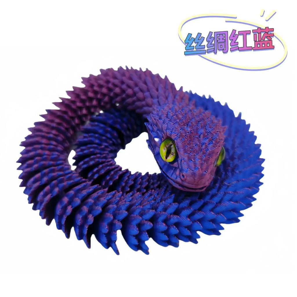 30см 3D-печатная змея 2025 Новый год Полностью шарнирная модель дракона Декорация 3D Подвижная Вращающаяся Реалистичная Кобра Змея Детская игрушка