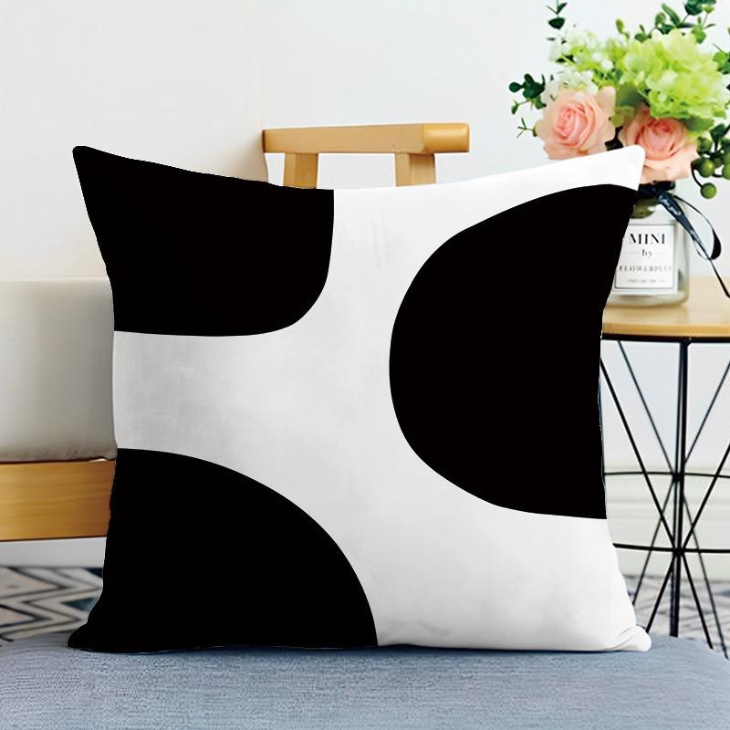 Black And White Ins Style Double-Sided Printed Pillow Cover Short Plush Suitable Living Rooms Bedrooms Sofas Throw Cushion Cover