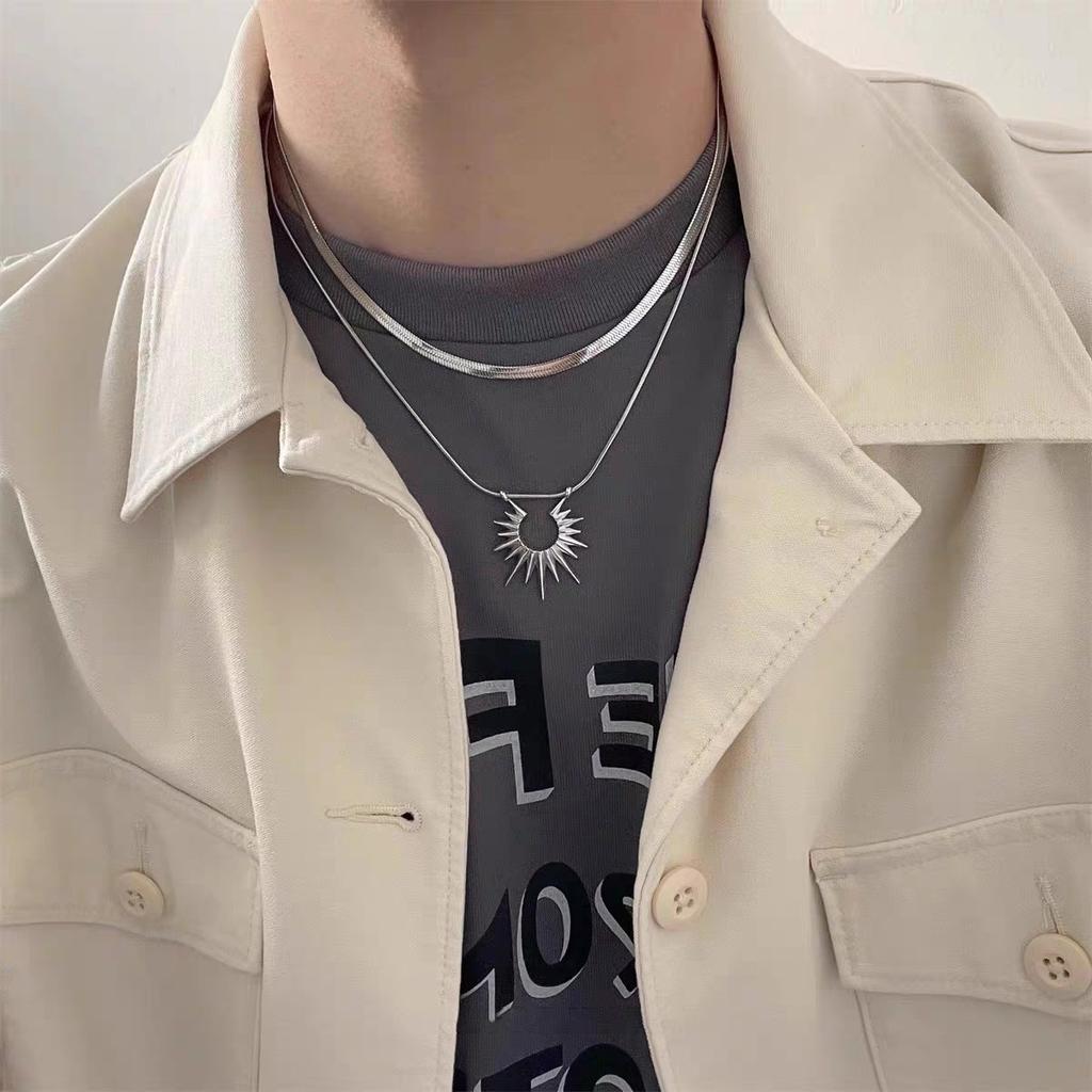 Двухслойная цепочка из костей змеи, солнце, нейтральное ожерелье, милая, классная, женская, легкая, роскошная, высокого класса, цепочка на ключицу