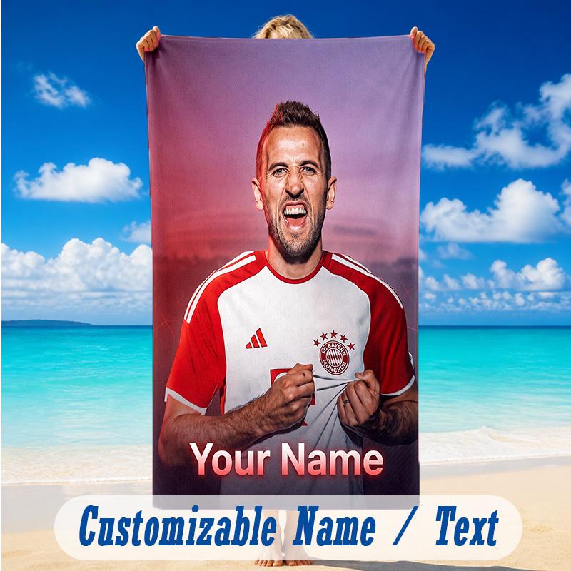 Beach Towel Custom Name Text, Quick Dry Large Towel For Beach HomeHarry Kane