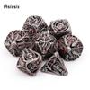 7 Pcs Silver Red Skull Metal Dice Hollow Metal Polyhedral Dice Set Suitable for Role-Playing RPG  Board Game Card Game