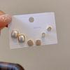 Minimalist Stud Earrings Set 3 Pairs Gold Tone CZ Geometric Floral Design Women Daily Wear