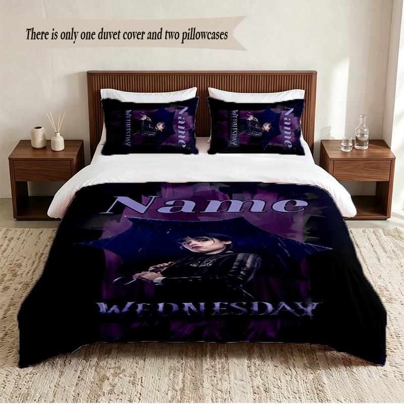 Wednesday Personalized Custom Name 3‑Piece Bedding Set Soft Duvet Cover Set For Bedroom Home Decor