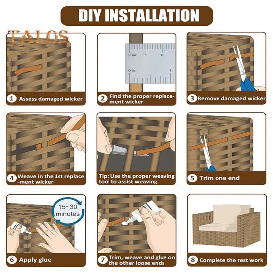 Инструменты для ремонта плетеных изделий Набор для ремонта синтетического ротанга с тиснением Высокопрочный водонепроницаемый инструмент для ремонта плетеных изделий из ротанга, устойчивый к ультрафиолетовому излучению