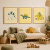 Nursery Wall Art, Cartoon Dinosaur Canvas Painting, Minimalist Animal Poster Print for Kids Boy Girl Bedroom Wall Decor