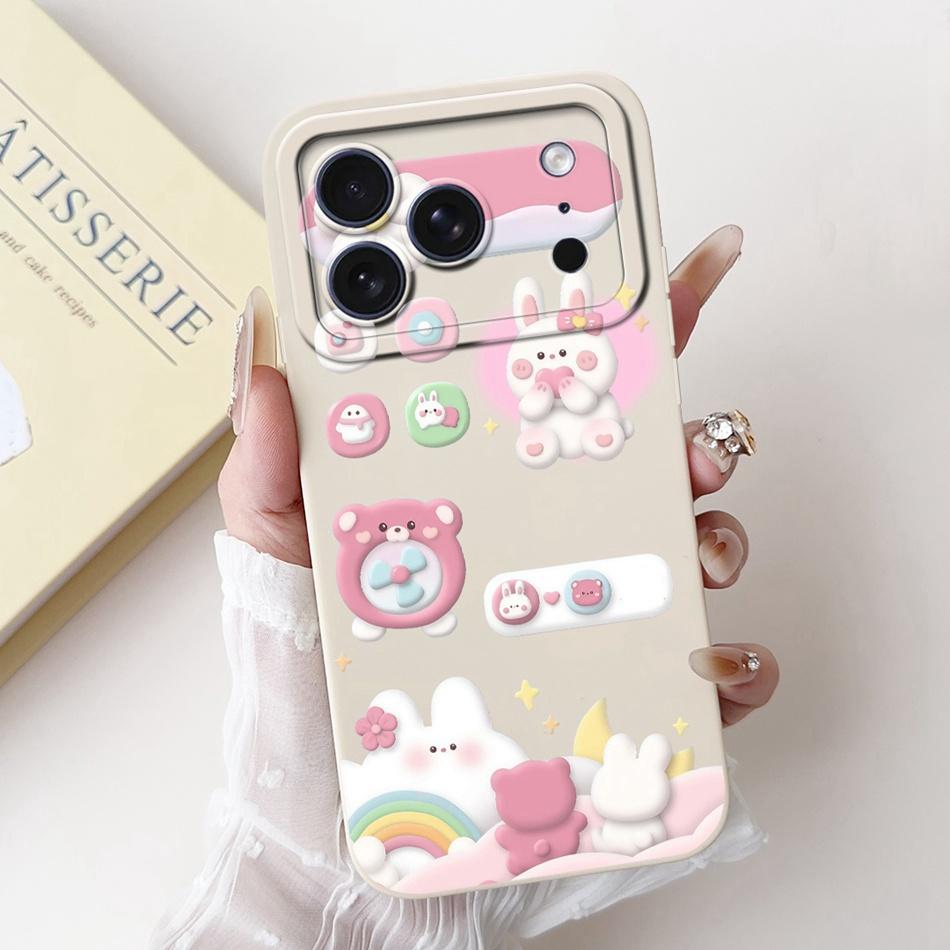 For iPhone 17 Pro Max 17Pro Cute Rabbit Cat Cartoon Phone Case For iPhone17 Pro 17ProMax Shockproof Soft Silicone Cases