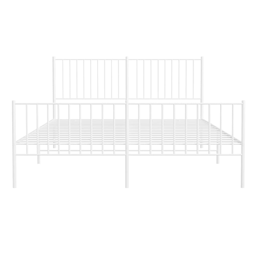 Metal Bed Frame with Headboard and Footboard White 150x200 cm