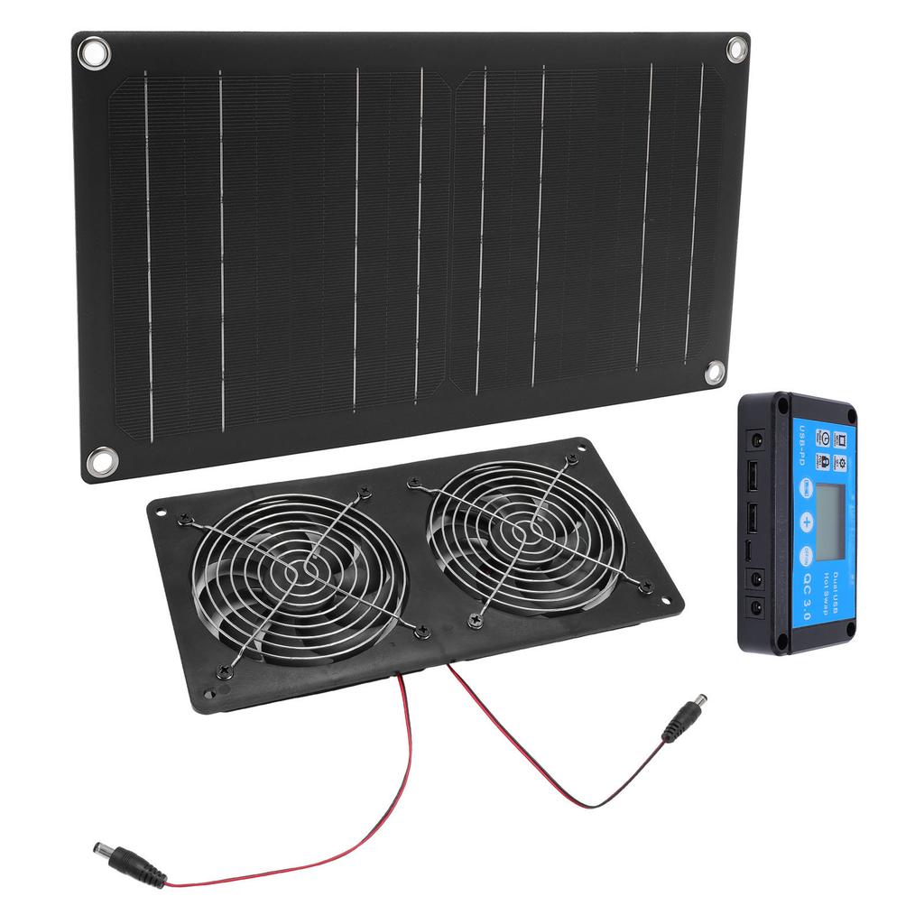 Solar powered fan, 6 inch solar dual exhaust fan kit, low noise dual cooling ventilation valve