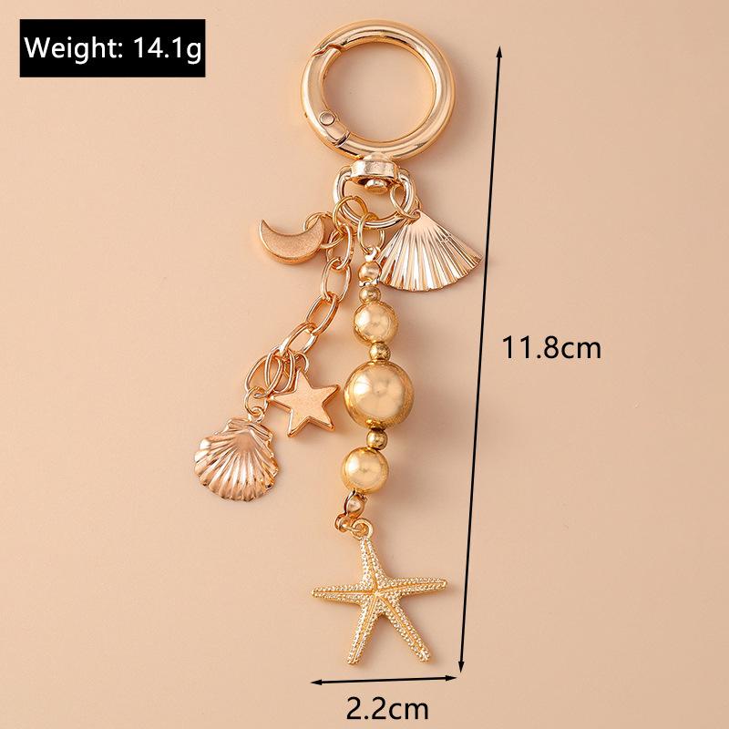 Alloy Love Heart Key Chain Shell Starfish Key Ring Pendants For Women Girls Handbag Decor Diy Handmade Jewelry Gifts