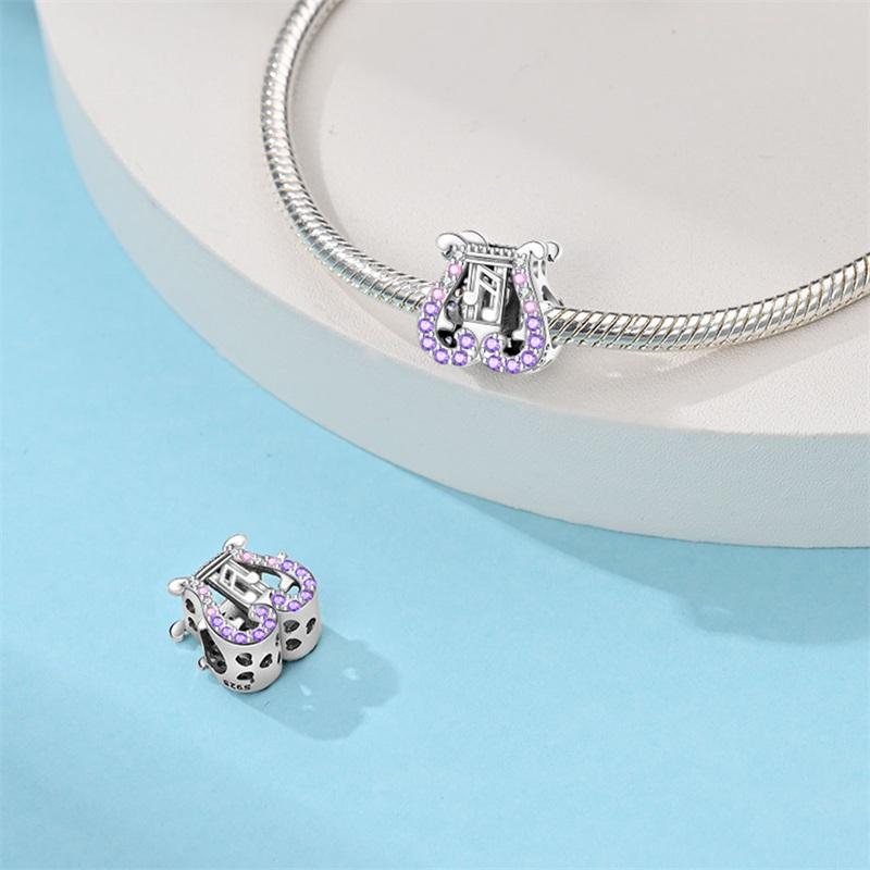Romantic Music Charms Beads 925 Silver Piano Violin Red Guitar Punk Saxophone Pendants Fit Qikaola Bracelet DIY Jewelry