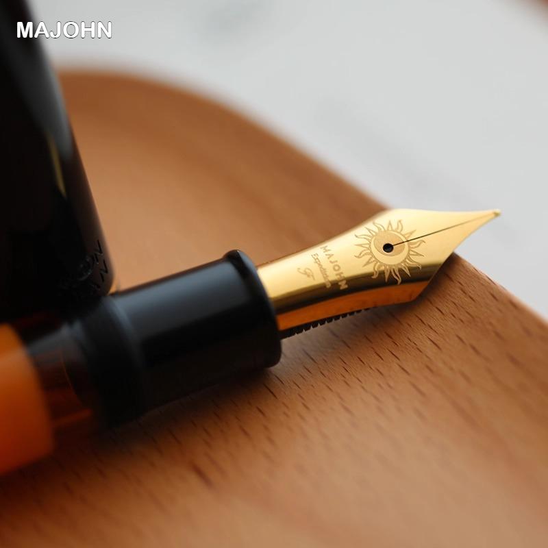 Majohn P139 Piston Resin Fountain Pen #8 F/M All Brass Piston System Large Capacity Writing Gift Pen Stationery School Supplies