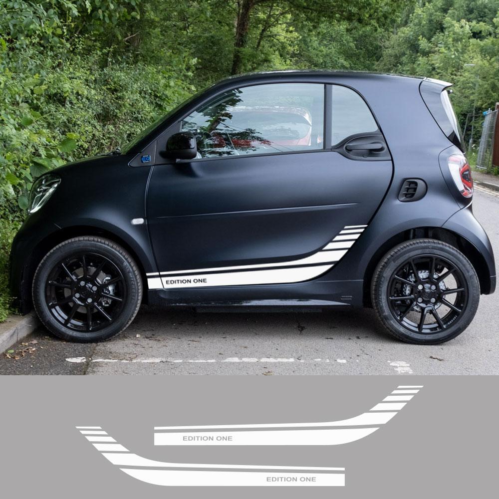 2 шт., Стайлинг автомобиля для Smart 451 453 Fortwo Forfour, спортивные гоночные наклейки на заказ, дверные боковые наклейки для тела, юбка, декоративные наклейки, виниловые
