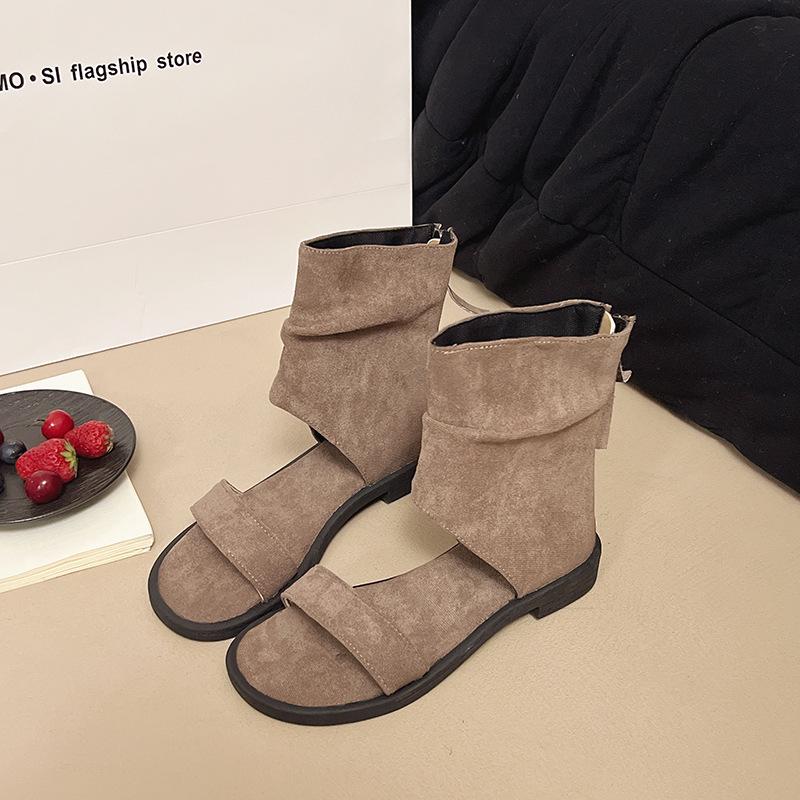 2025 новые нишевые брюки ботинки танкетка крутые ботинки женские летние сандалии плоский каблук женская обувь короткие ботинки