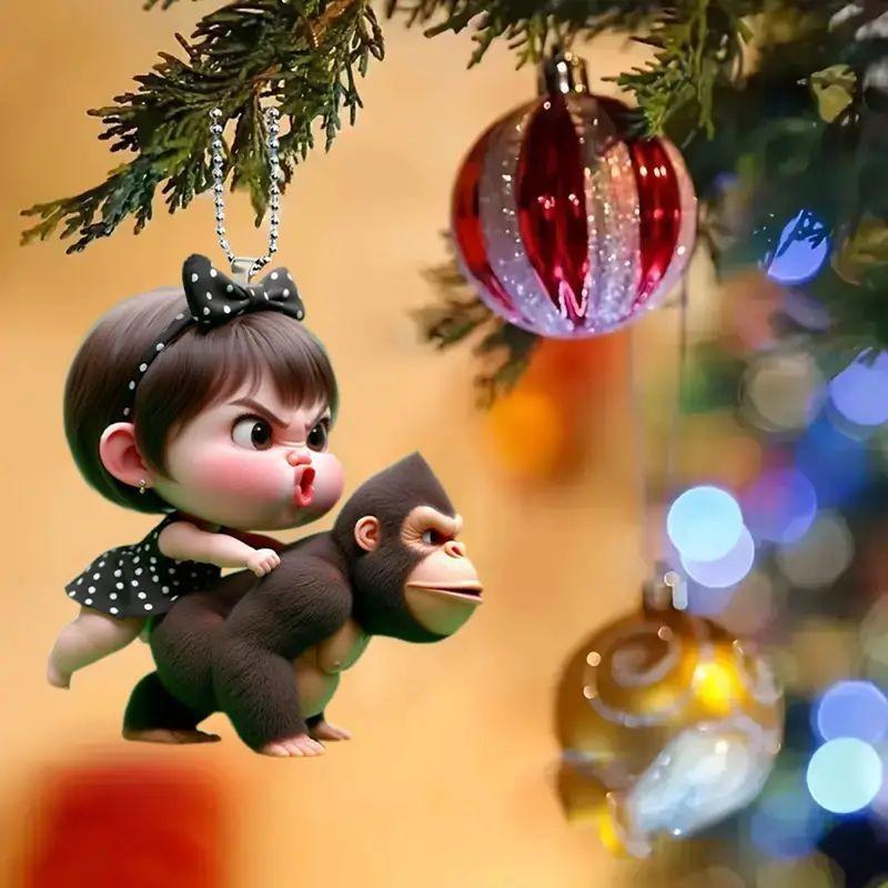 Eye-catching Acrylic Car Spirit Keychain Delightful Cartoon Design For Home And Auto Decor