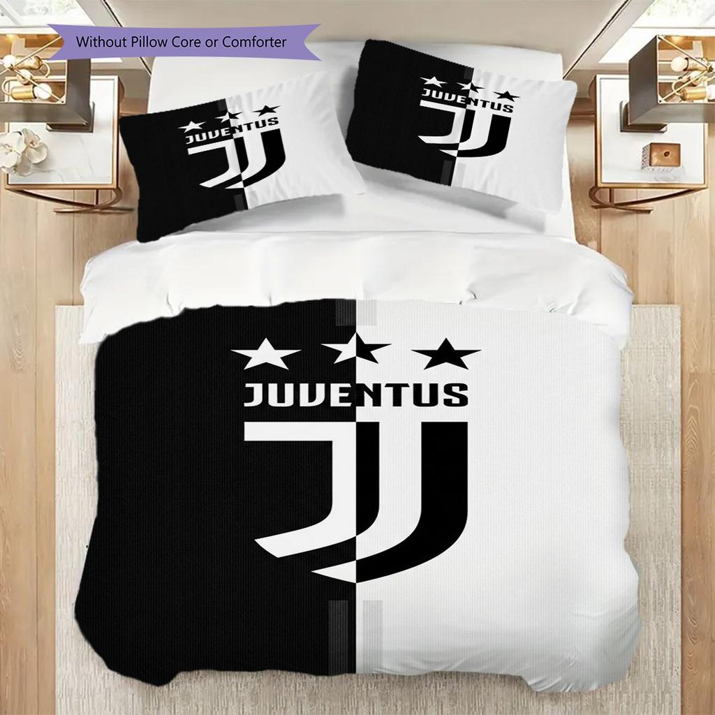 Juventus Football Club Emblem Three-piece set (1 * duvet cover + 2 * pillowcase, without core) Duvet cover and pillowcase Bedding set