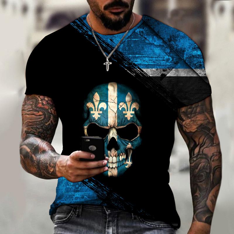 Летняя модная повседневная мужская футболка с ужасным черепом и 3D принтом, детские футболки с круглым вырезом и короткими рукавами, крутая уличная одежда, топы большого размера