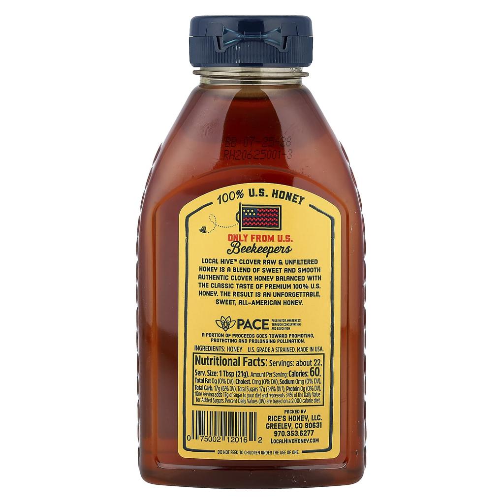 Local Hive, Honey Mixture, Clover, Unprocessed and Unfiltered, 453.5g (16oz)