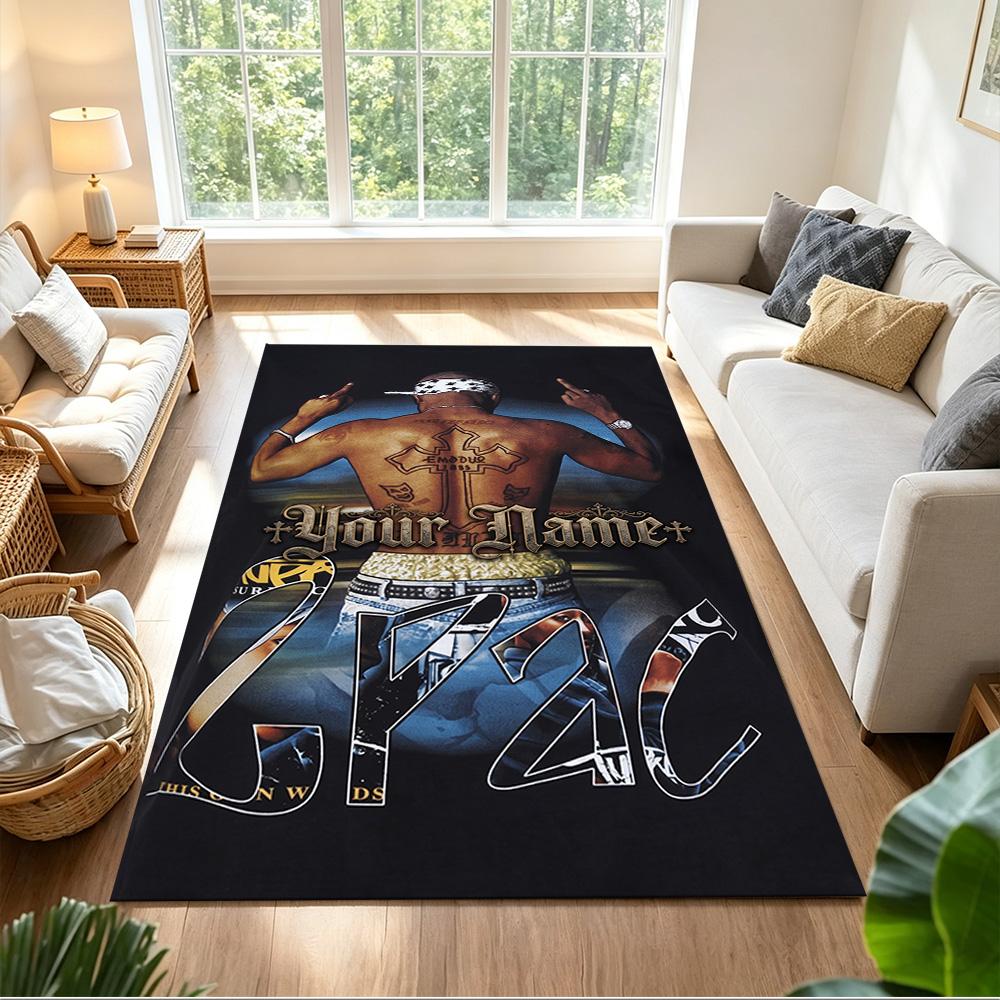 2pac Customize Your Name Area Rug Suitable for Foyer Decorate room Entryway Balcony Anti-slip Rug Anime Office Decor