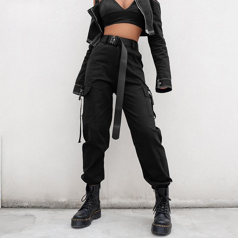 VANGULL Cargo Pants Women Casual Joggers Black High Waist Pants Loose Female Trousers Ladies Pants