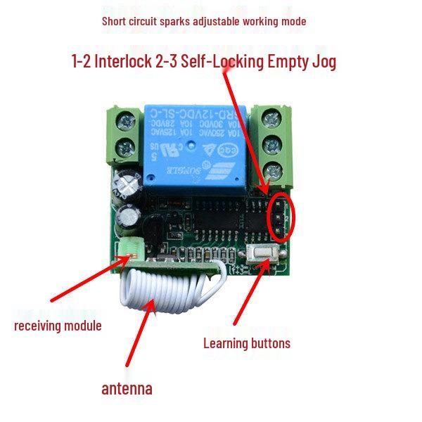 DC12V Single-Channel Remote Switch with Metal Chili Single Button Controller