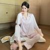 Пижама для женщин весна и осень Ice Silk с длинными рукавами, жаккард клубничного цвета, милая, простая, повседневная, милая и милая домашняя одежда