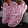Кроссовки в корейском стиле конфетных цветов на шнуровке с пайетками и толстой подошвой - Идеально для повседневной осенней носки