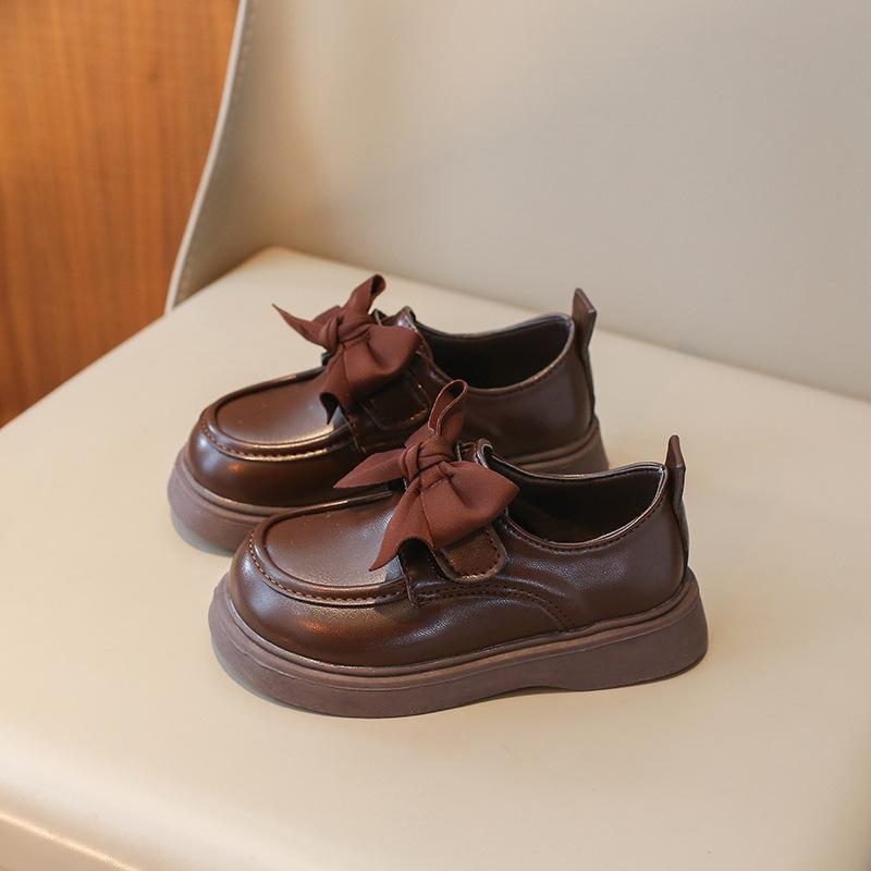 Новые детские кожаные туфли весна осень черные туфли для девочек модные детские туфли с бантом принцесса Мэри Джейн туфли на плоской подошве школьные универсальные